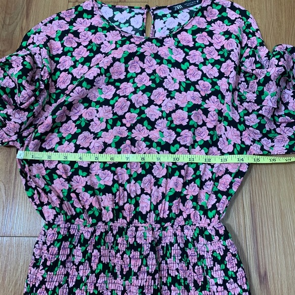 Zara Floral Print Elastic Skirt Long-sleeve Dress - Picture 12 of 14